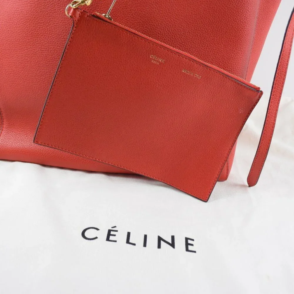 CELINE With porch Hippo phantom Tote Bag Red Calfskin Women